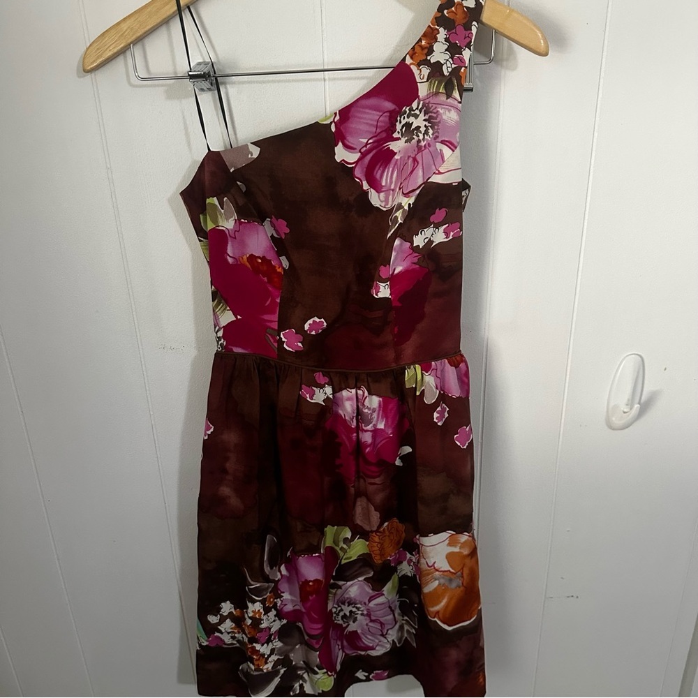 Matty M Silk Asymmetrical One Shoulder Cocktail Dress